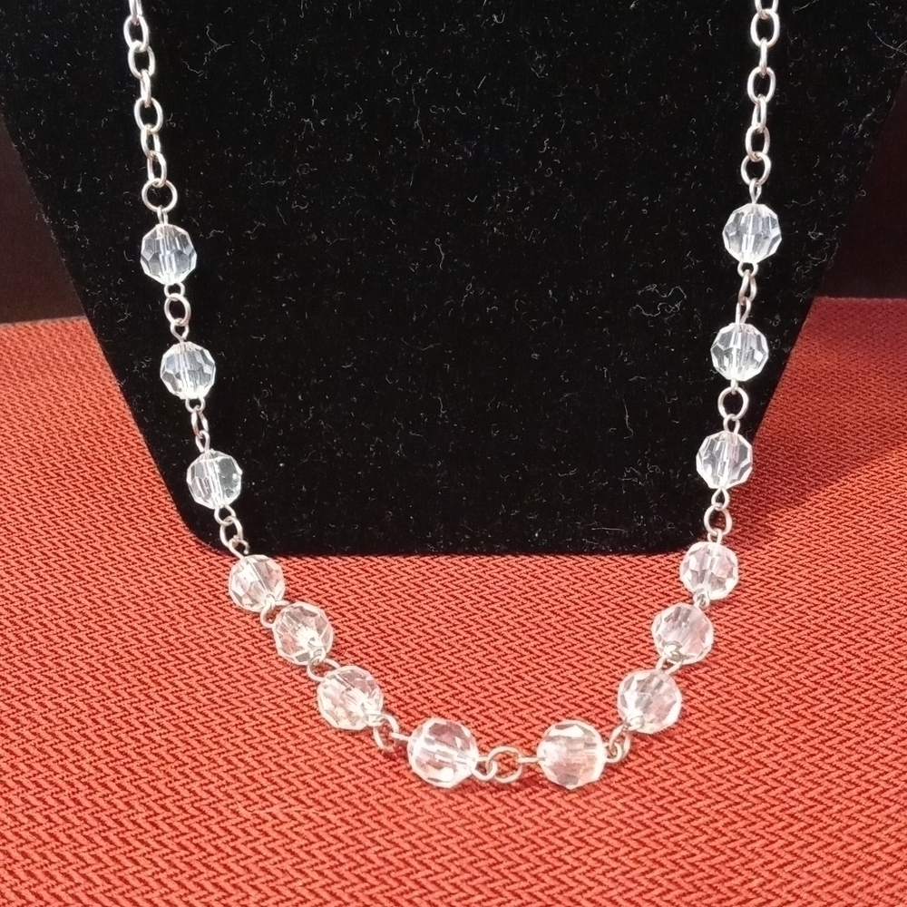 24 in beaded necklace clear plastic material